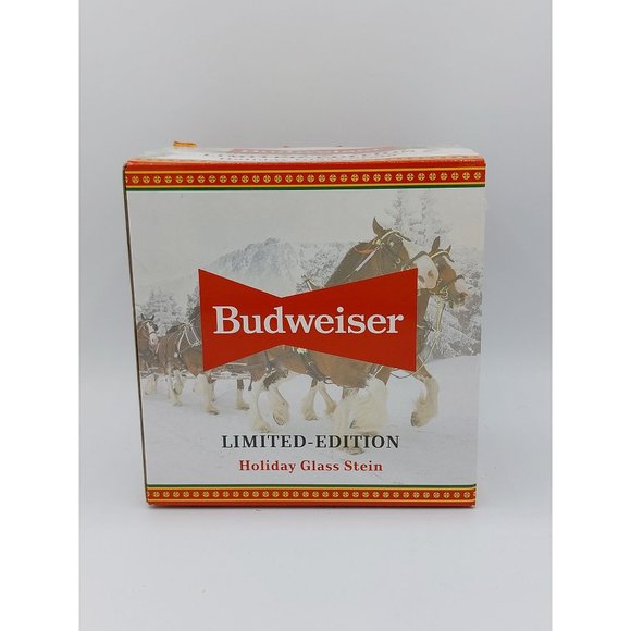 Budweiser Holiday Glass Stein Christmas 2021 Limited Ed Mug Collectible 16oz - Picture 4 of 10